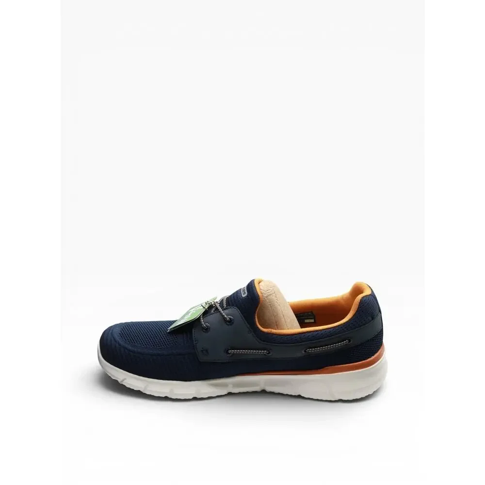 SKECHERS MEN'S DEL RETTO-CLEAN SLATE KNITTED BUNGEE SLIP ON, NAVY, 14 W US